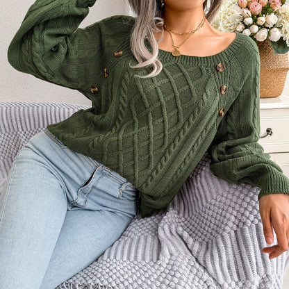 Women's casual loose jacquard knitted sweater