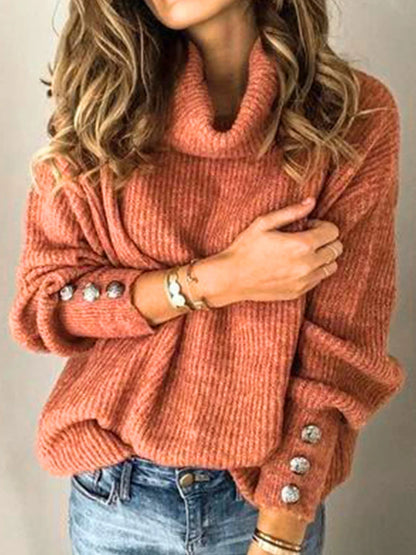 Women's autumn/winter plain turtleneck casual sweater