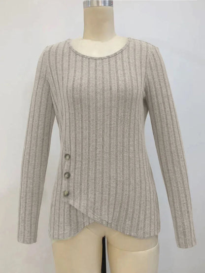 Women's autumn winter long-sleeve round neck pullover top