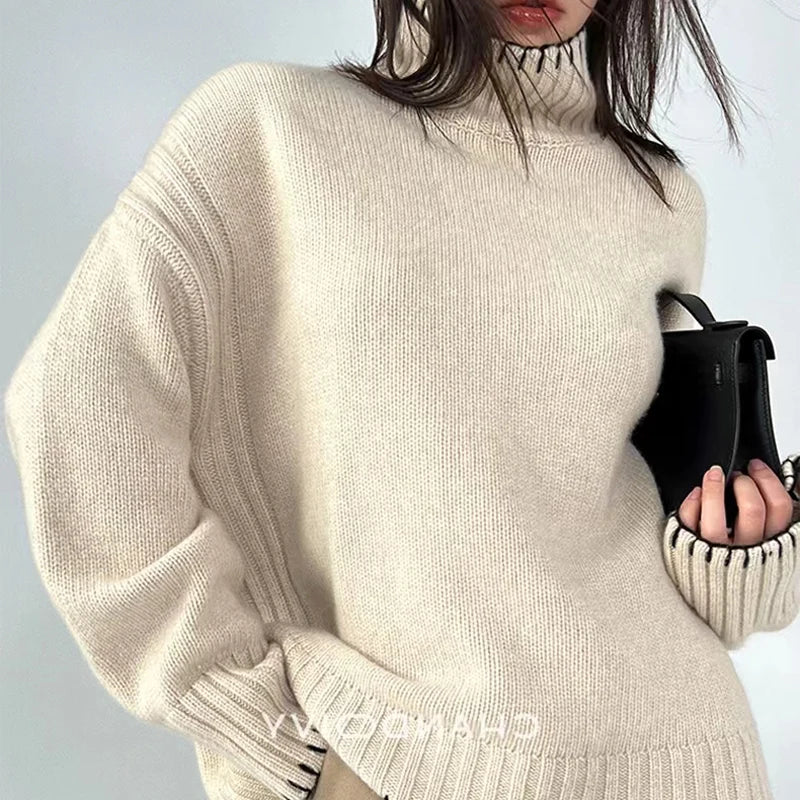 Women's autumn/winter turtleneck pullover loose knit tops