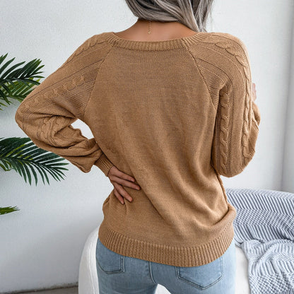 Women's casual loose jacquard knitted sweater