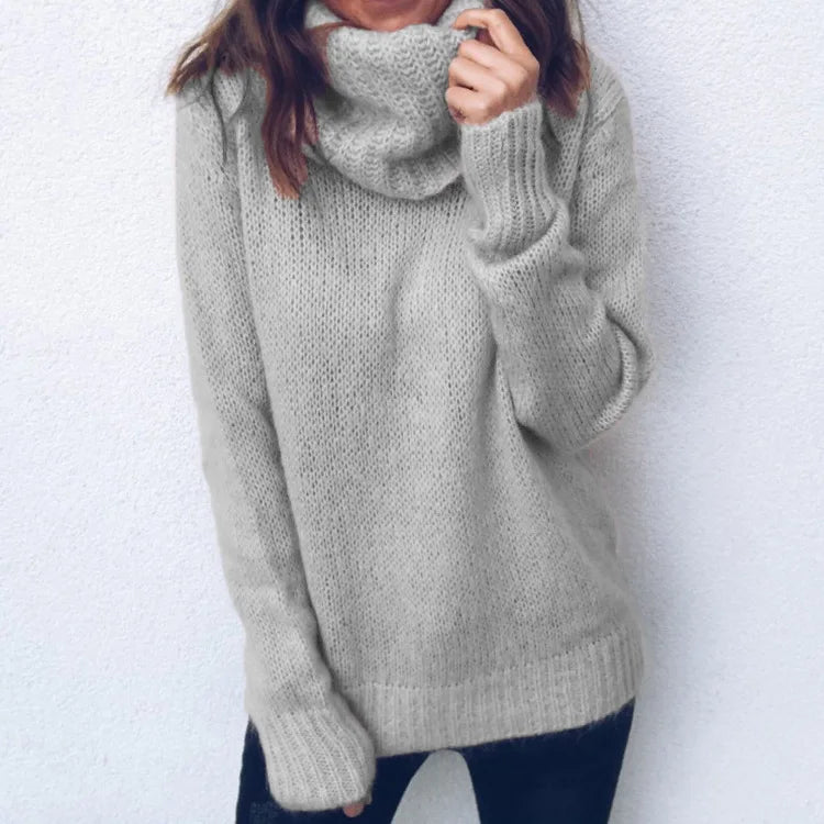 Autumn/winter women's solid color high-neck sweater