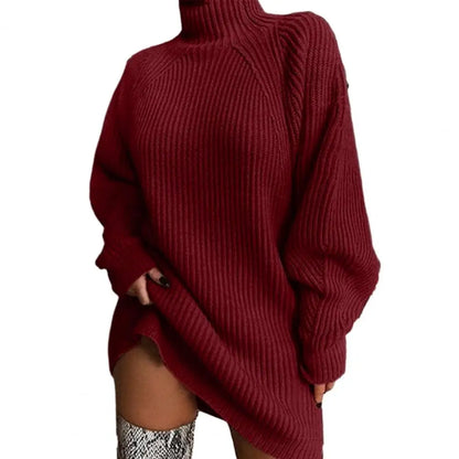 Women's autumn winter mid-length raglan sleeve sweater dress