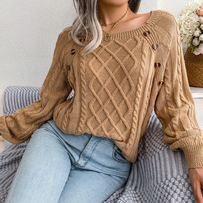 Women's casual loose jacquard knitted sweater