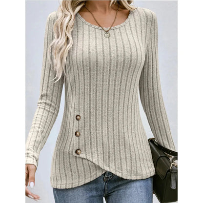 Women's autumn winter long-sleeve round neck pullover top