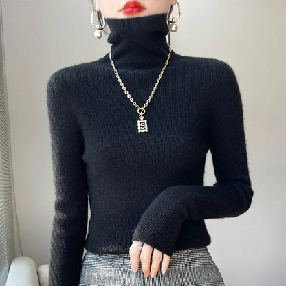 Women's casual turtleneck pullover sweater