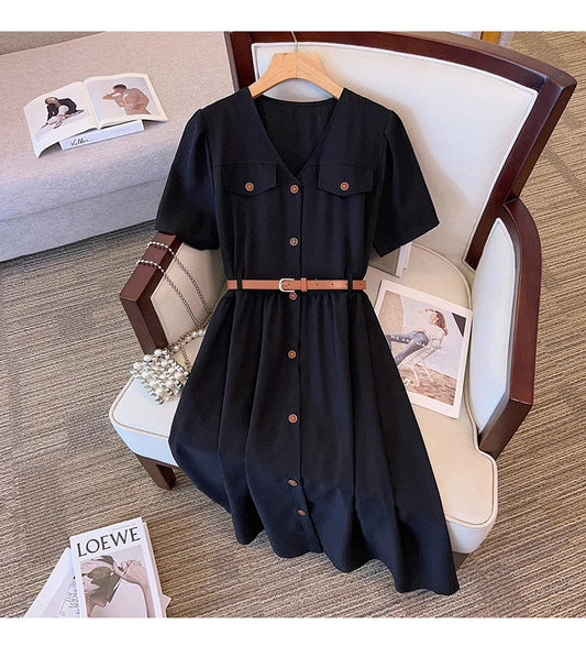 Vivien - casual vintage belt dress in plus sizes