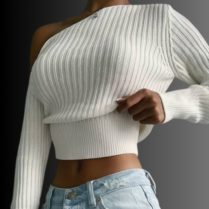 Women's asymmetrical knitted sweater