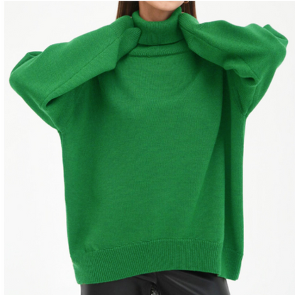 Elegant turtleneck loose knitted sweater for women