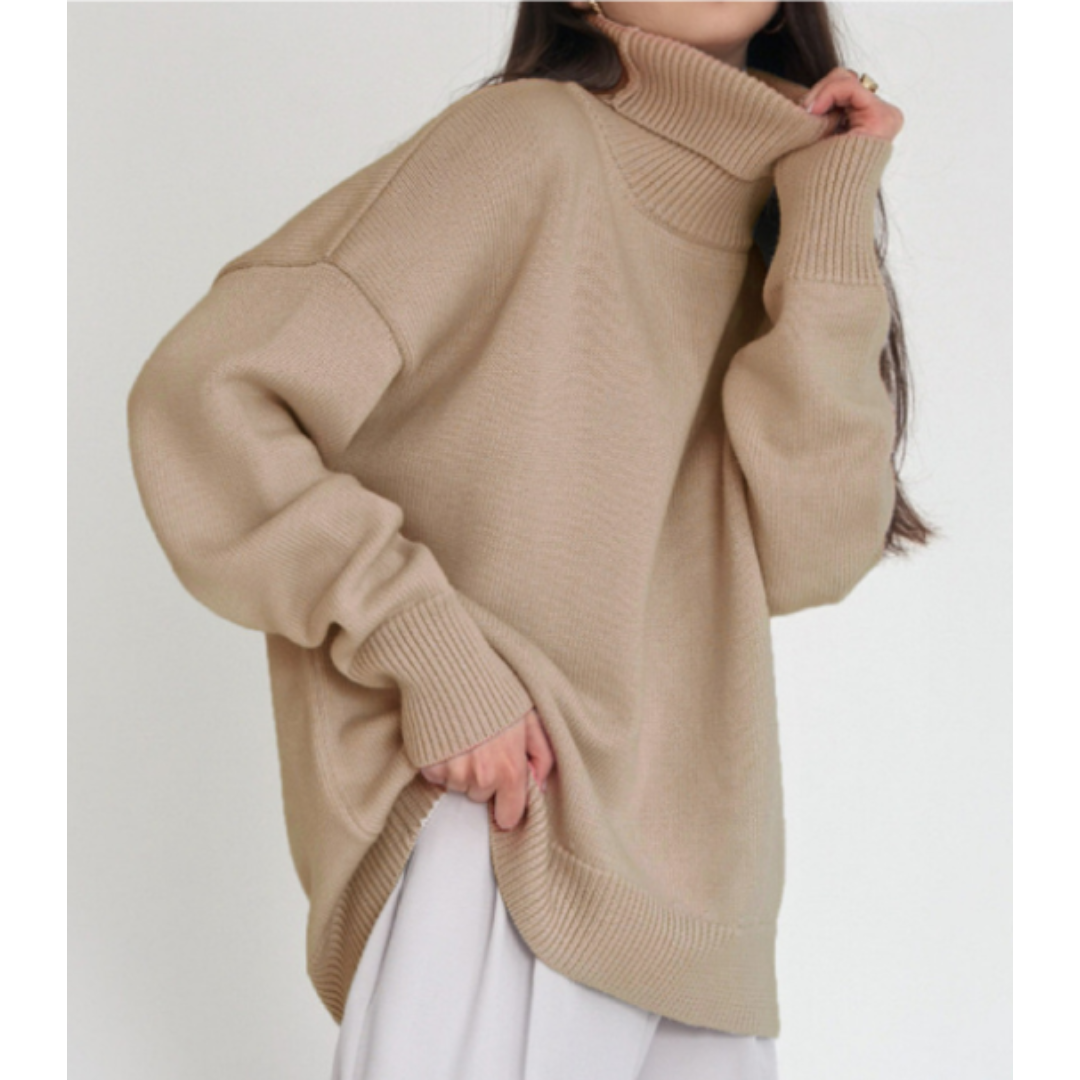 Elegant turtleneck loose knitted sweater for women