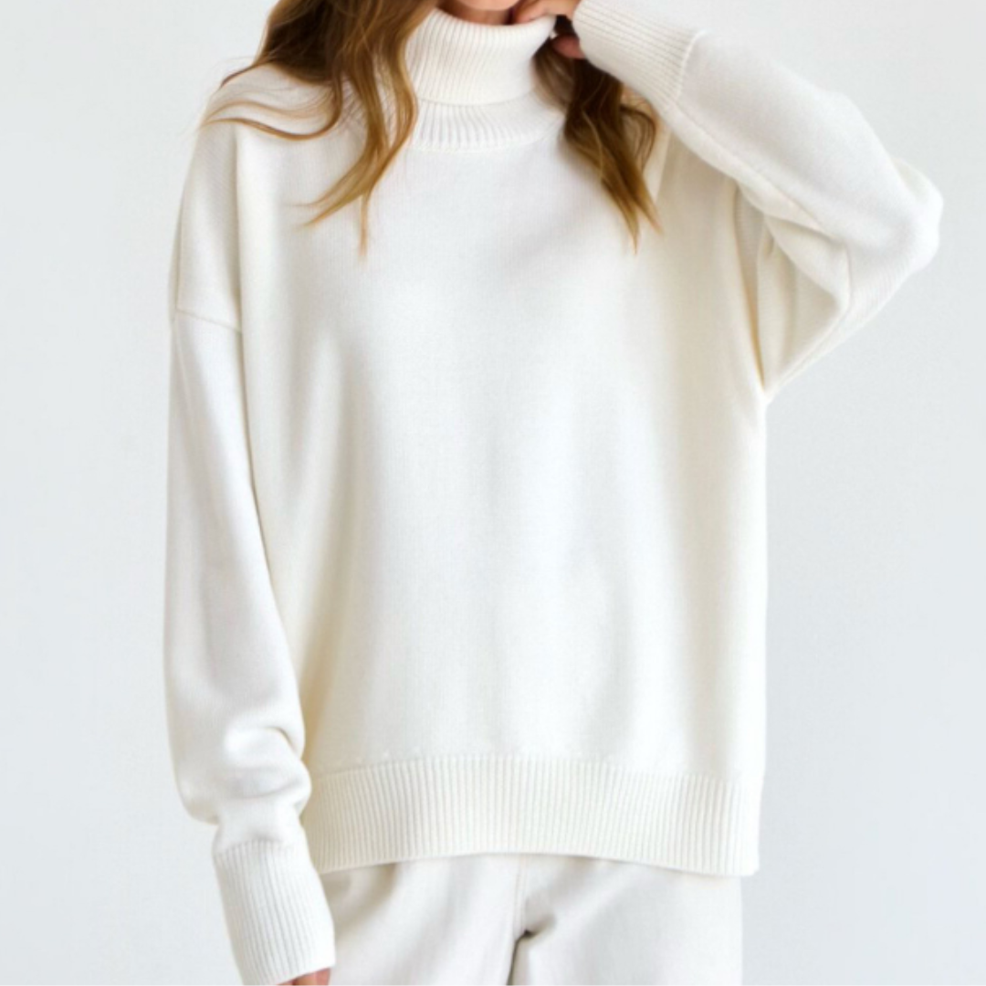 Elegant turtleneck loose knitted sweater for women