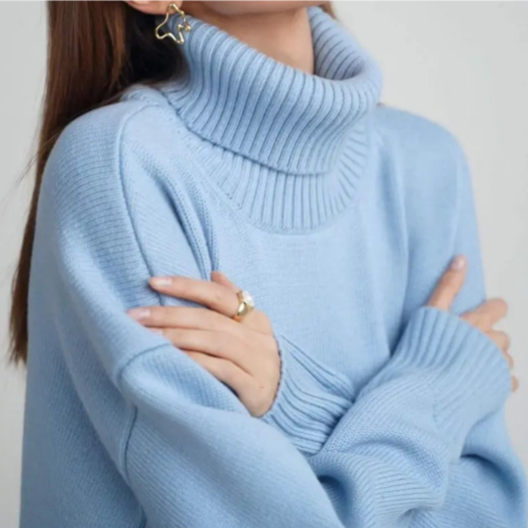 Elegant turtleneck loose knitted sweater for women