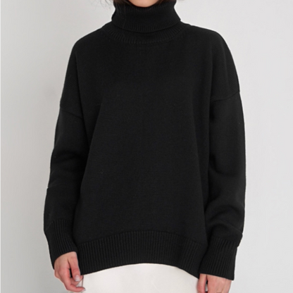 Elegant turtleneck loose knitted sweater for women