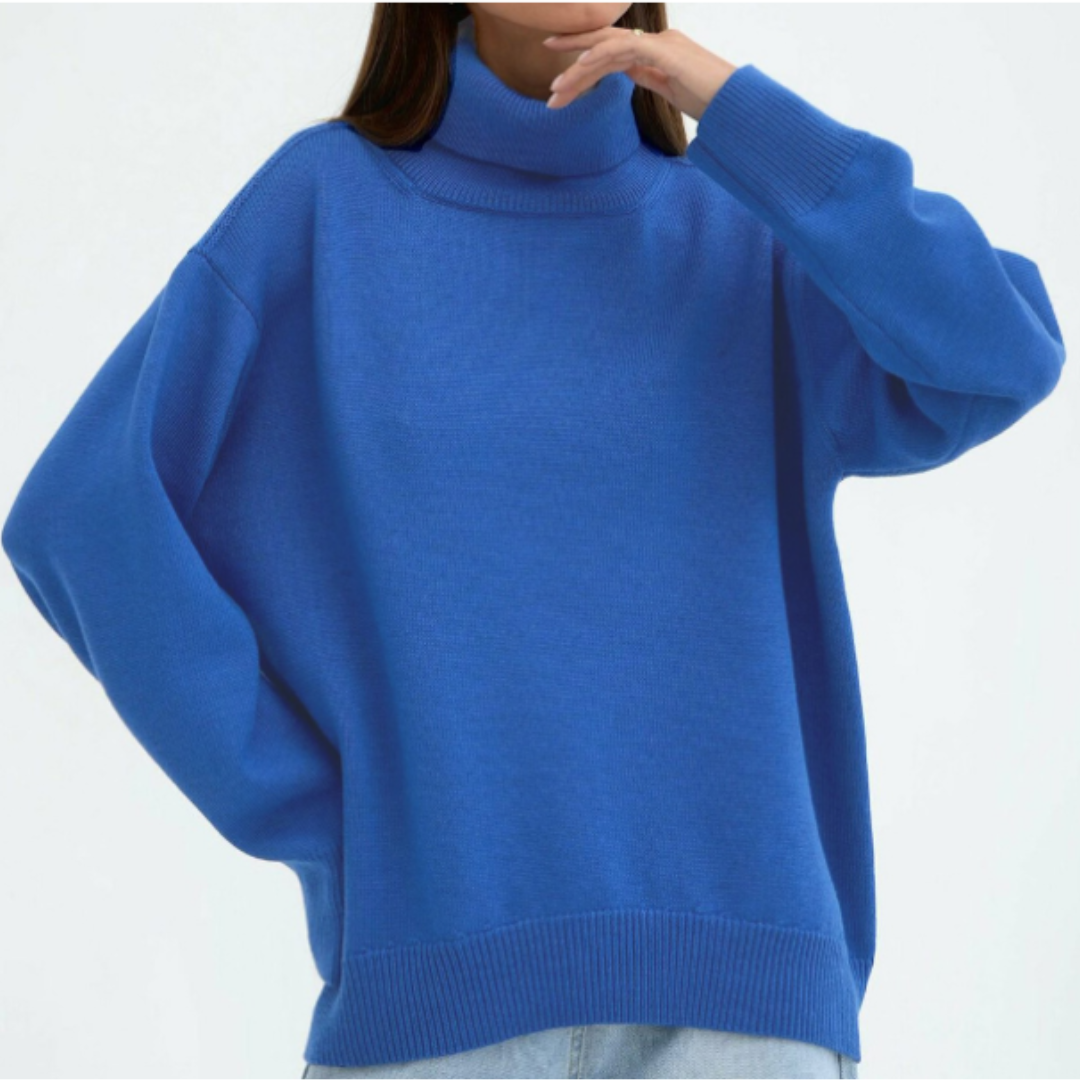 Elegant turtleneck loose knitted sweater for women