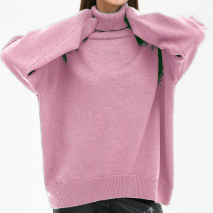 Elegant turtleneck loose knitted sweater for women