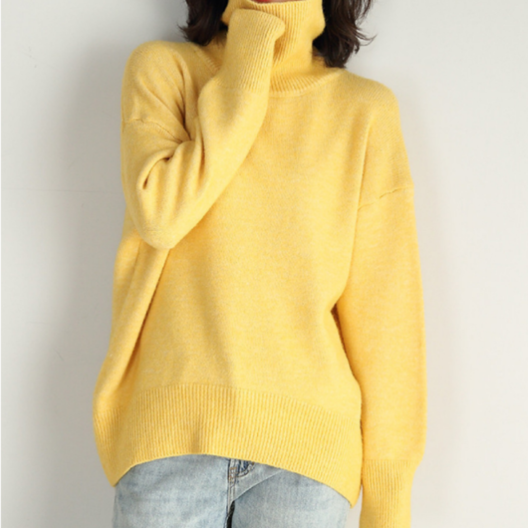 Elegant turtleneck loose knitted sweater for women