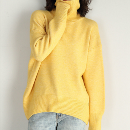 Elegant turtleneck loose knitted sweater for women