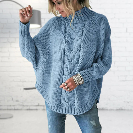 Women's autumn winter loose bat sleeve pullover knit sweater