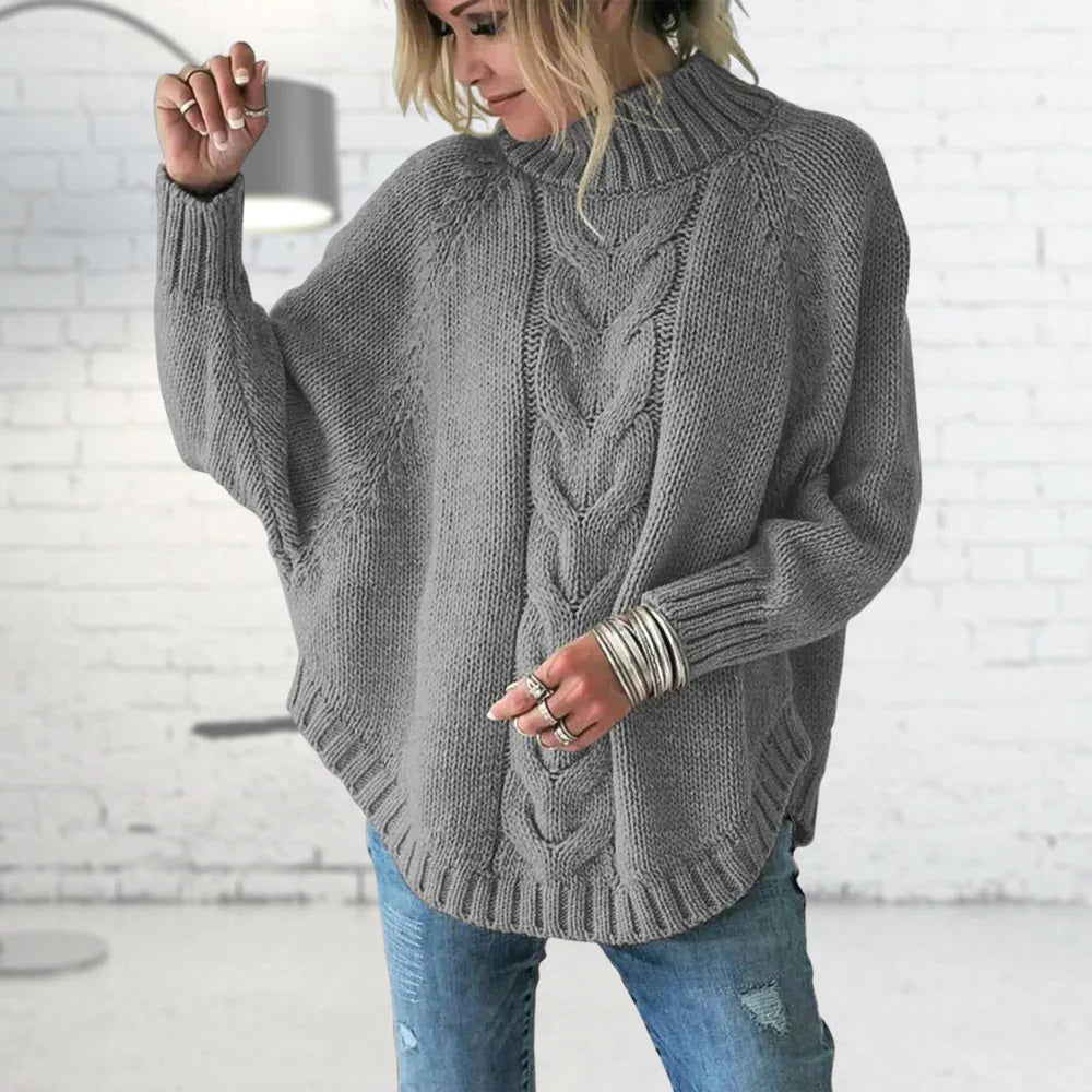 Women's autumn winter loose bat sleeve pullover knit sweater