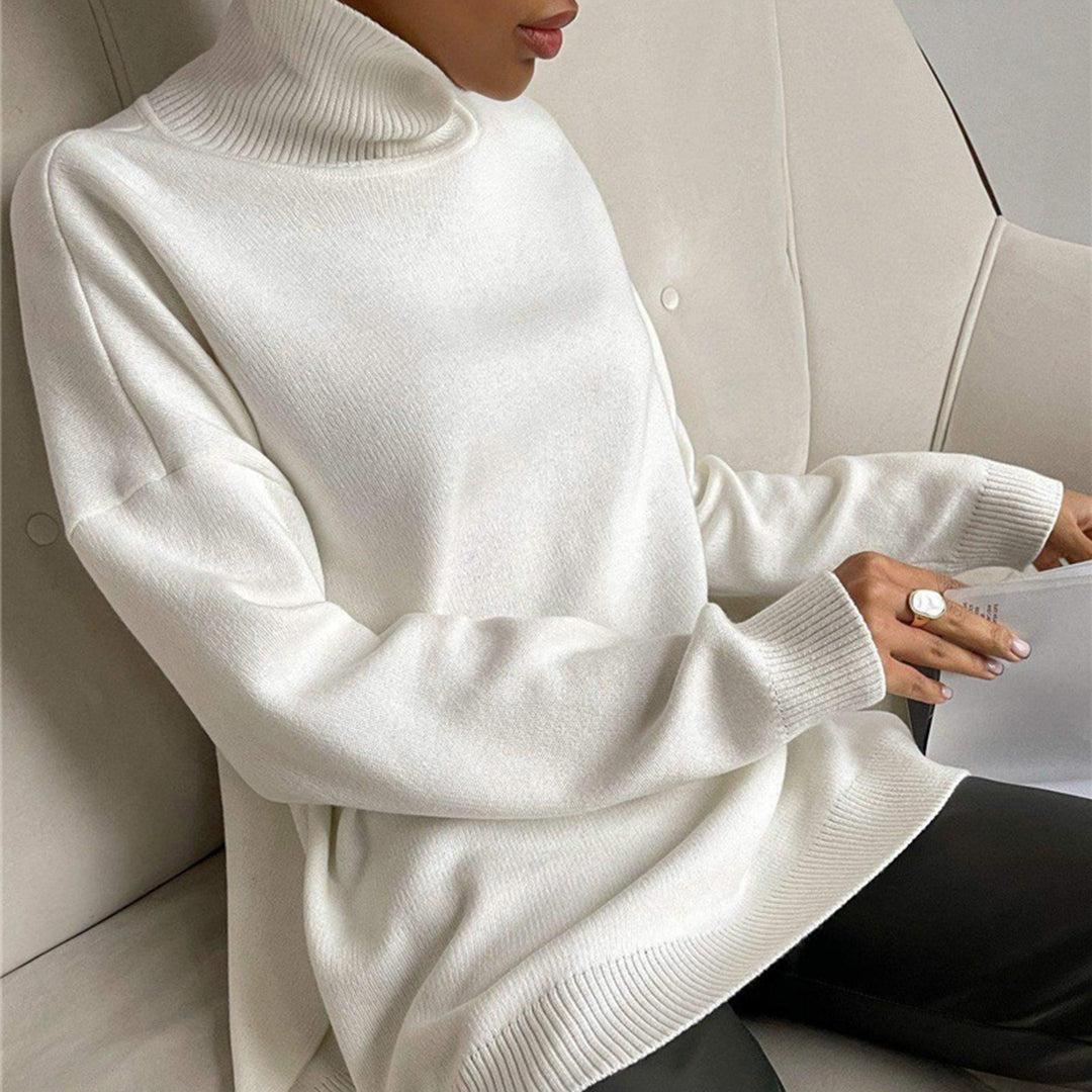 Women autumn large size knitted loose turtleneck sweater