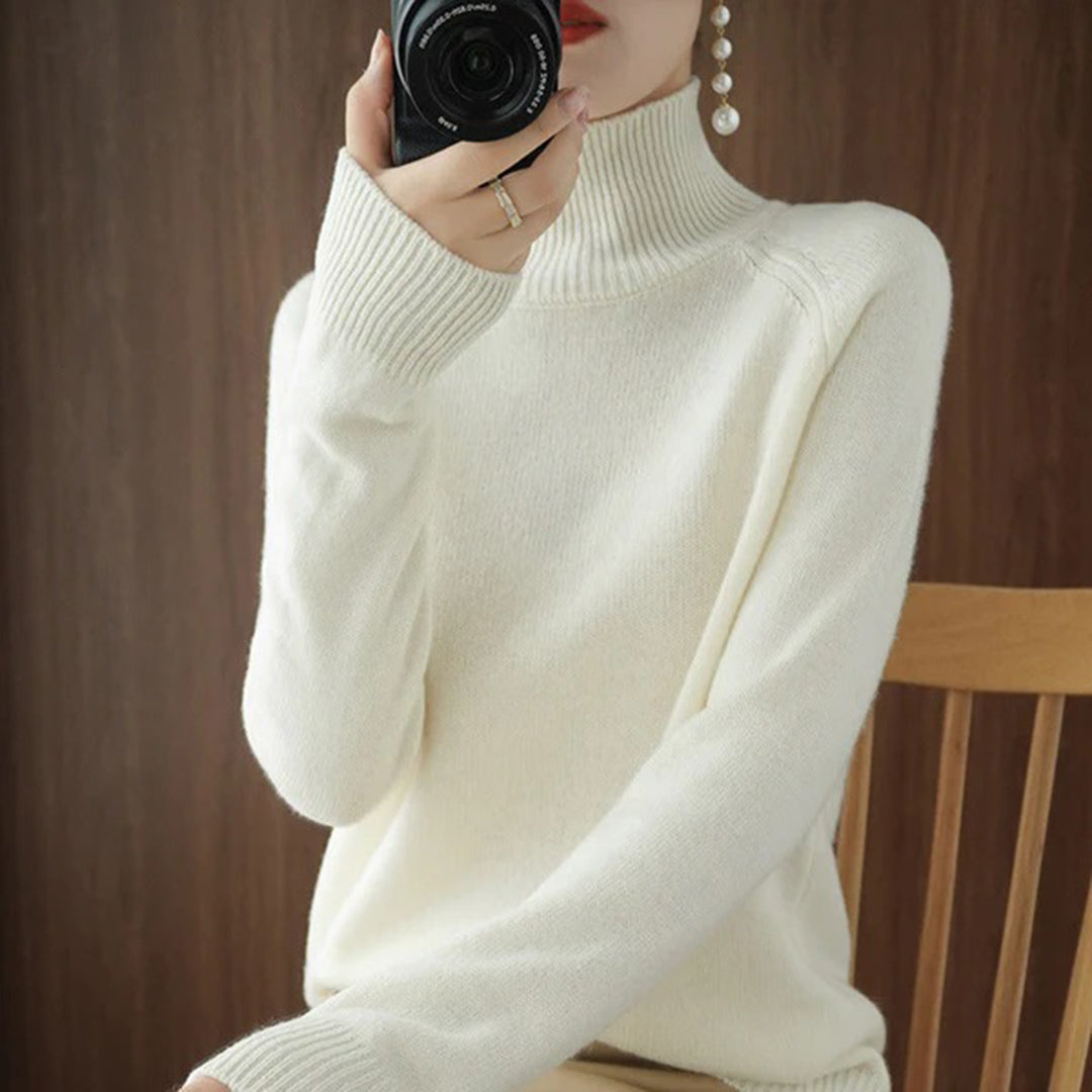 Women's autumn winter turtleneck wool-like pullover sweater