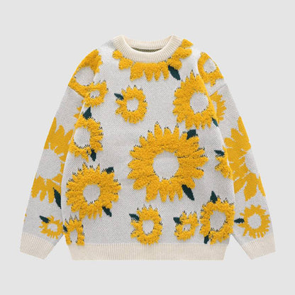 Nairna - cozy knitted sweater with sunflower