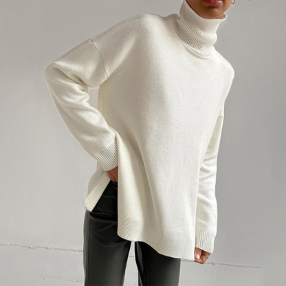 Women autumn large size knitted loose turtleneck sweater