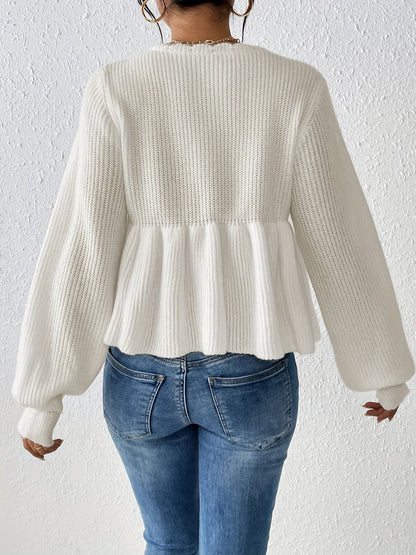 White knitted sweater for women