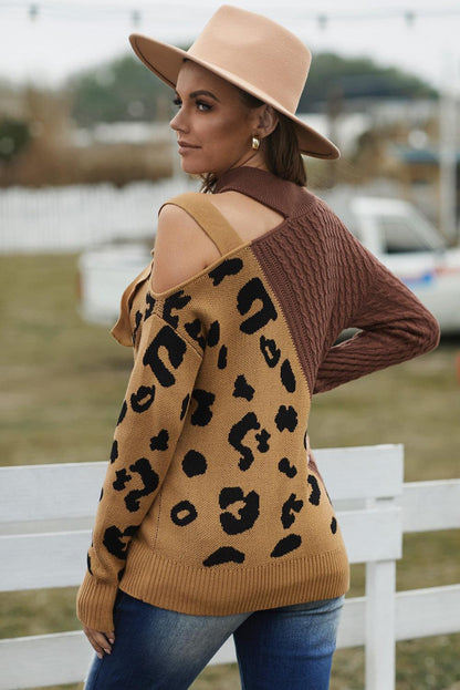 Dayana - leopard block turtleneck sweater