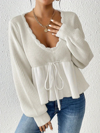 White knitted sweater for women