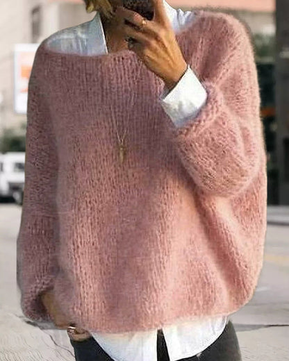 Women's  fuzzy off-shoulder oversized sweater