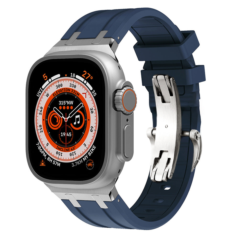 NEW AP Thick Silicone Band With Titanium Adapter For Apple Watch