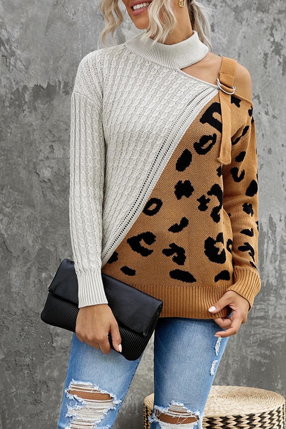 Dayana - leopard block turtleneck sweater