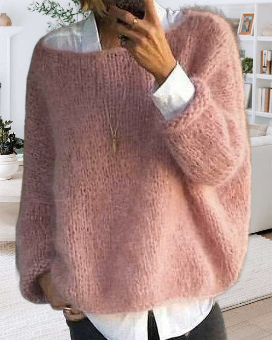 Women's  fuzzy off-shoulder oversized sweater