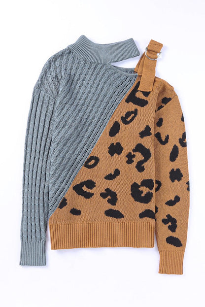 Dayana - leopard block turtleneck sweater