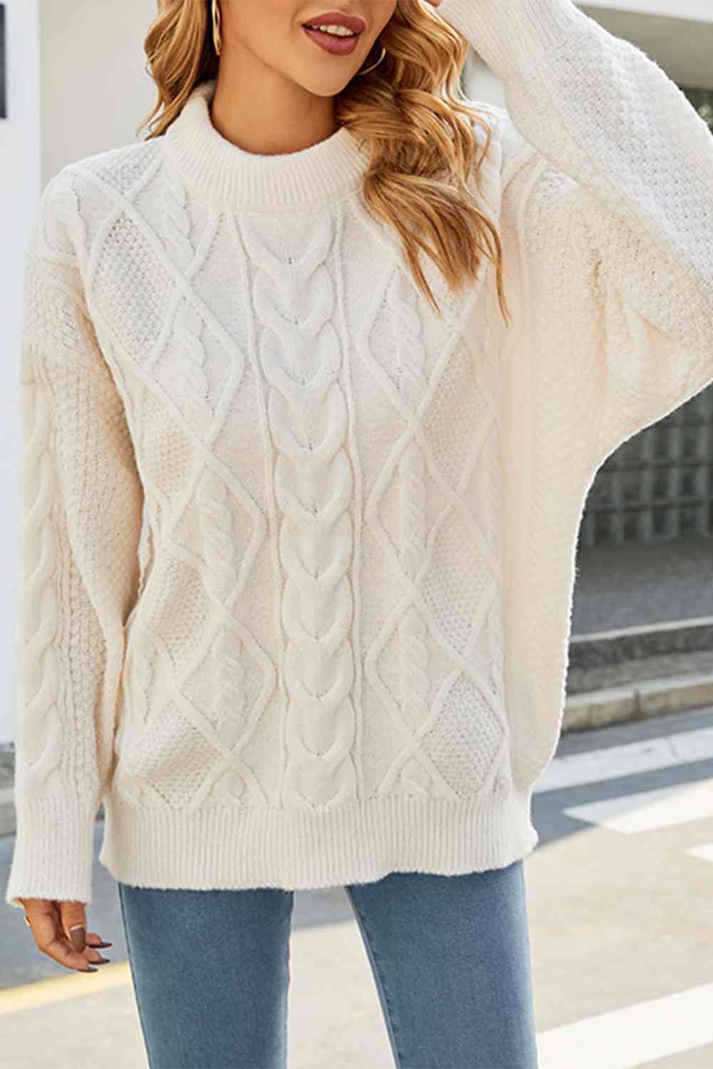 Olga - cable-knit long sleeve sweater