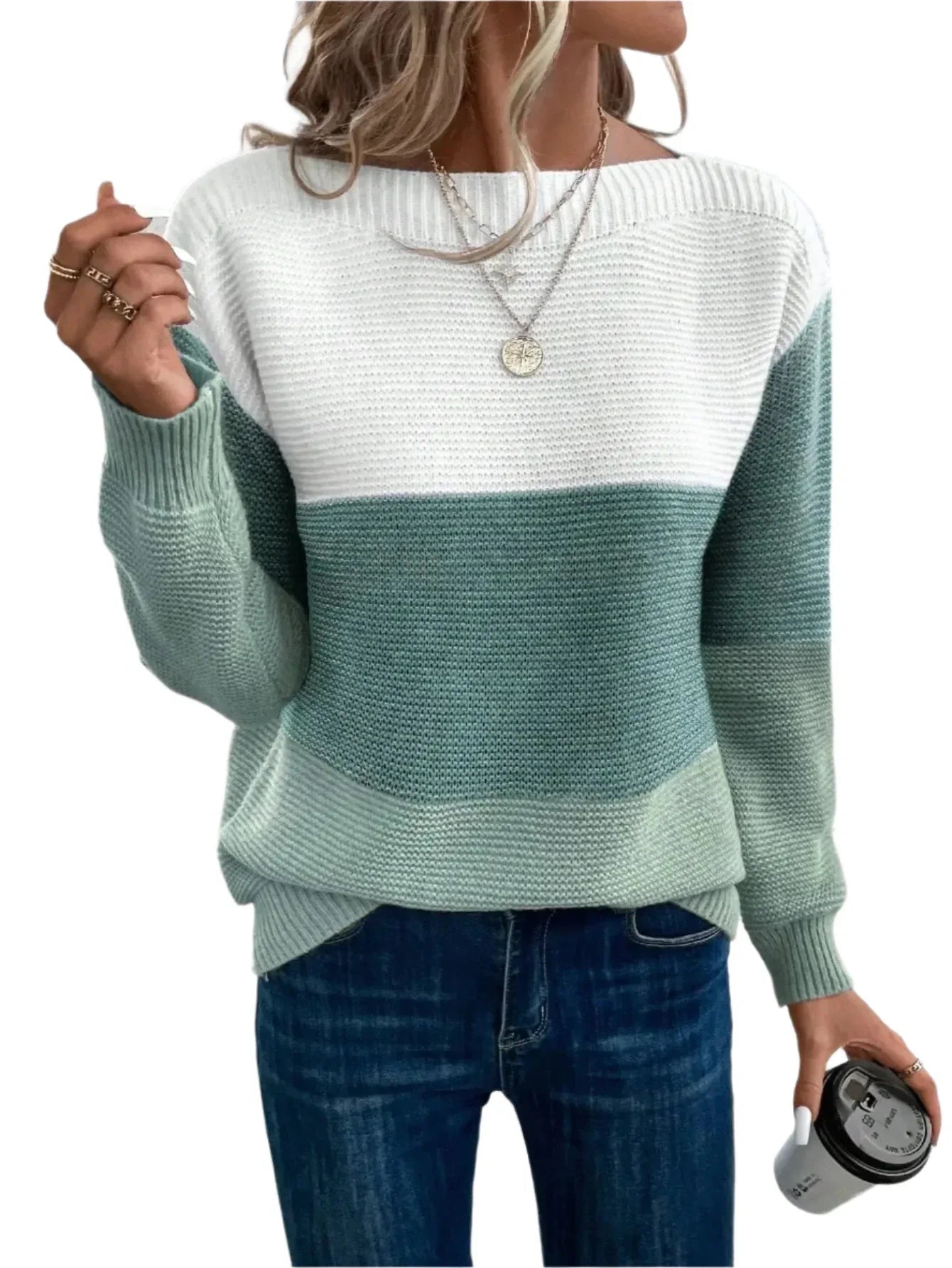 Women's chic cable knit top with elegant details