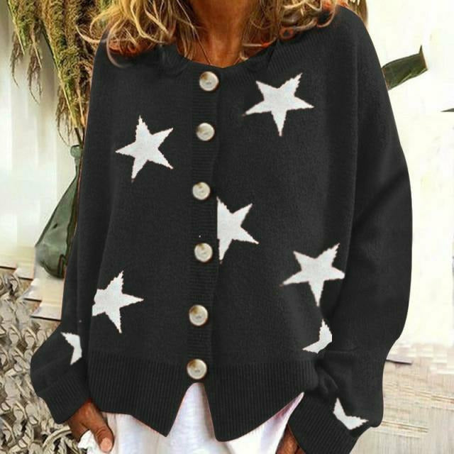 Women's autumn winter pentagram knitted sweater