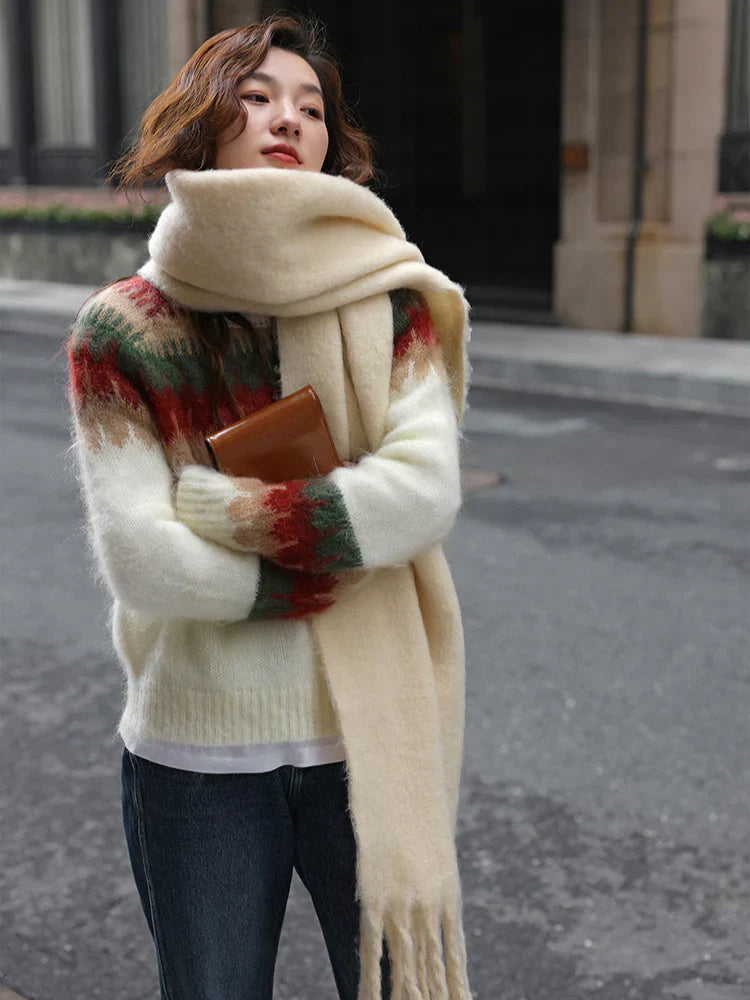 Elegant contrast color knitted sweater for women