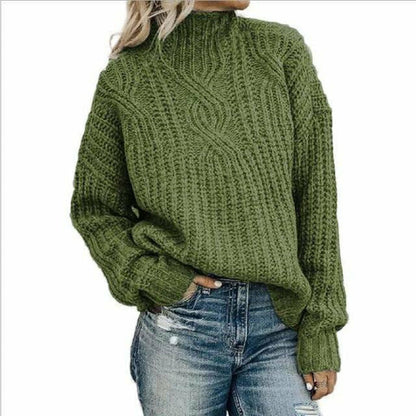 Cozy women's relaxed knitted plain sweater