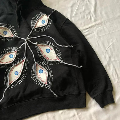 Harajuku Eye Embroidered Hoodie